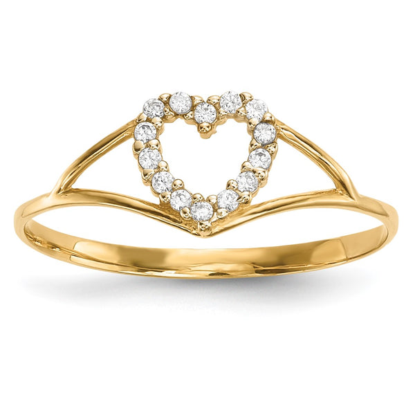 14K Gold Heart-Shaped CZ Ring