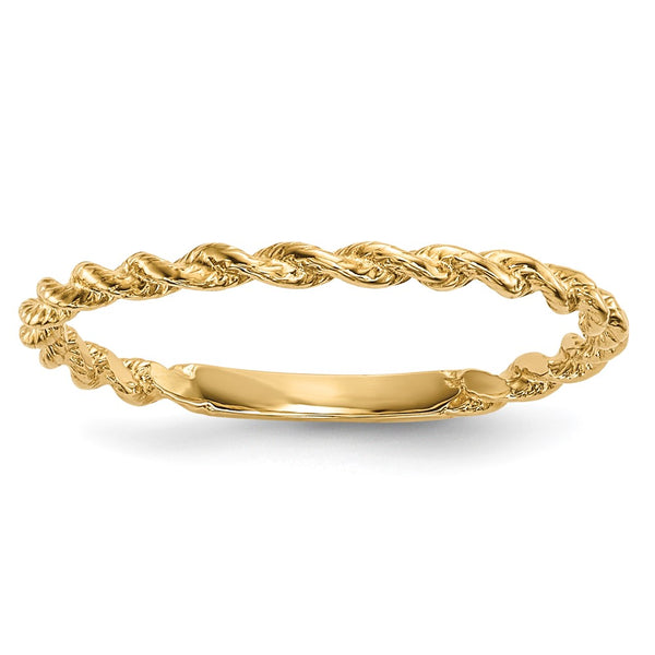 14K Polished Twisted Rope Band - Ring, 8mm
