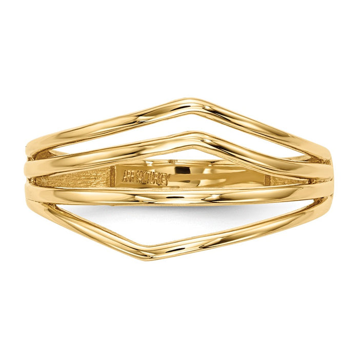 High-Quality 14K Gold Polished Four-Bar Ring | Stylish Luxury Accessory-3