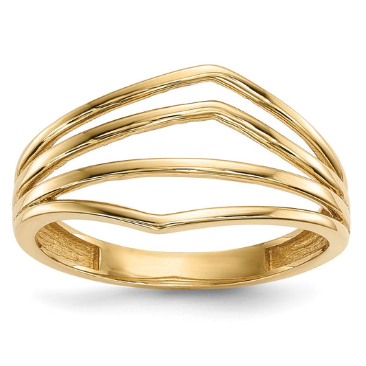 High-Quality 14K Gold Polished Four-Bar Ring | Stylish Luxury Accessory