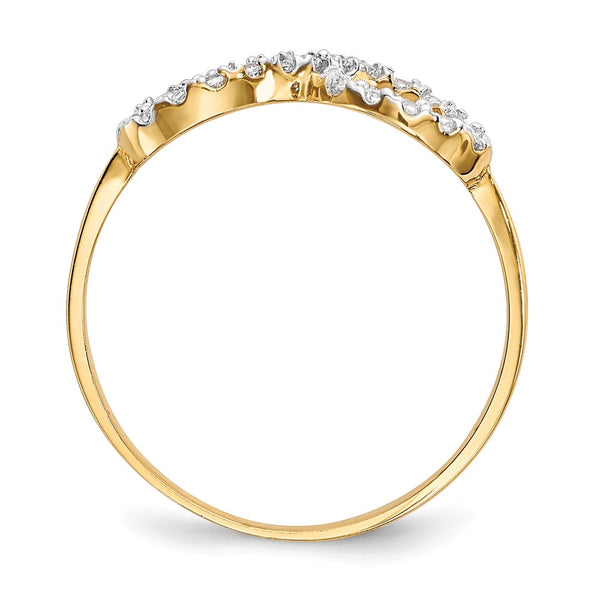 14K Gold Infinity Symbol Ring, 0.85mm, Cubic Zirconia Gemstone