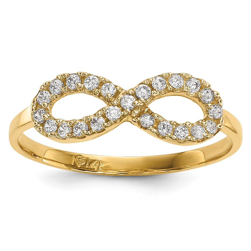 Buy 14K Gold Infinity Symbol Ring, 0.85mm, Stylish Cubic Zirconia Gemstone