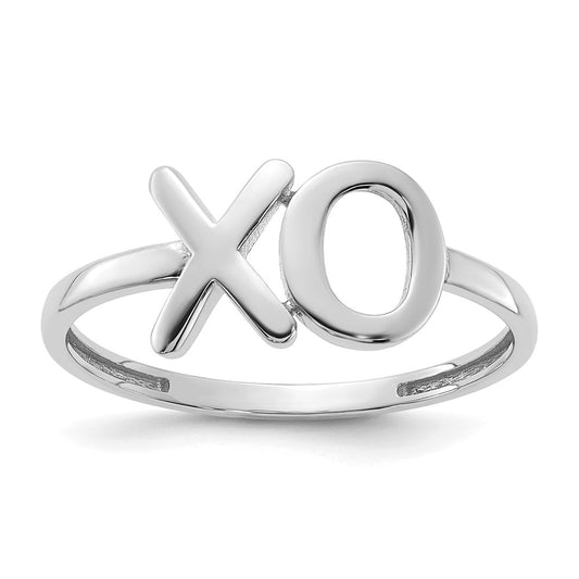 Shop Stylish 14K White Gold X-O Ring - Polished, 0.85mm, Luxury Design!