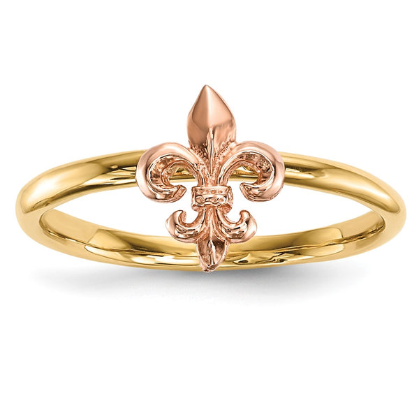 14K Two-Tone Polished Fleur-de-Lis Ring