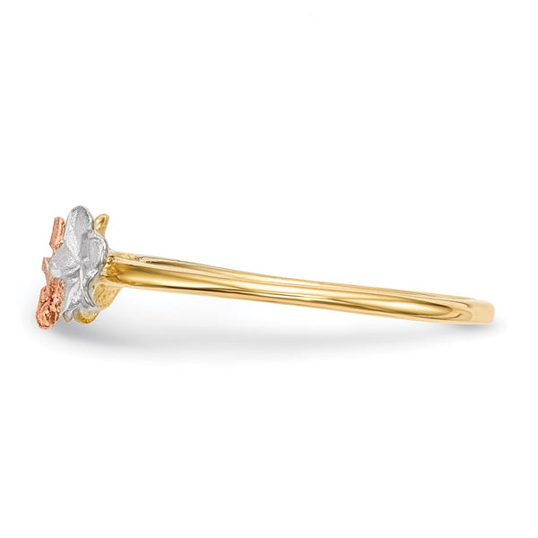 14K Two-Tone Flower Ring with White Rhodium Finish - 3 Designs