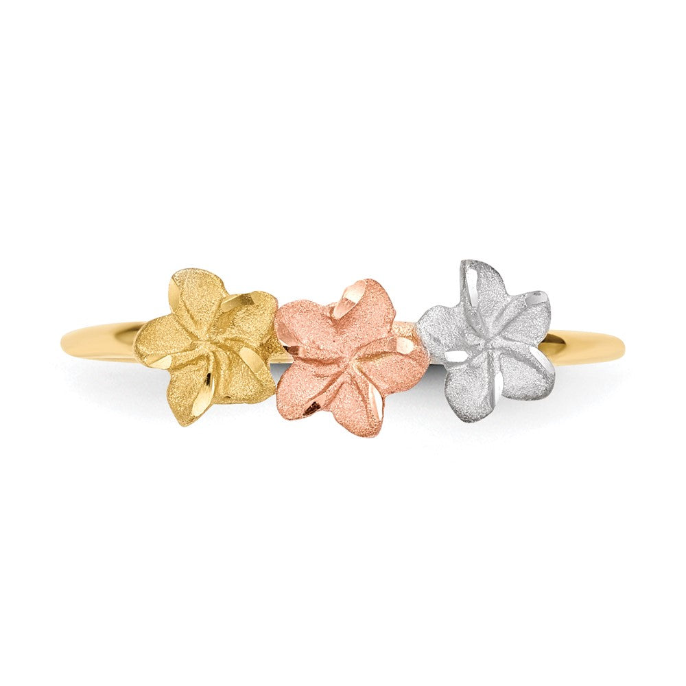 Buy Stylish 14K Two-Tone Flower Ring with White Rhodium Finish - 3 Designs