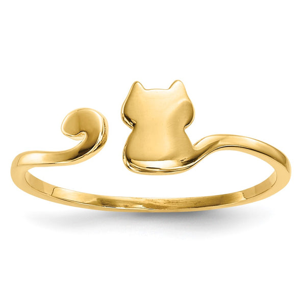 14K Gold Adjustable Cat Cuff Ring