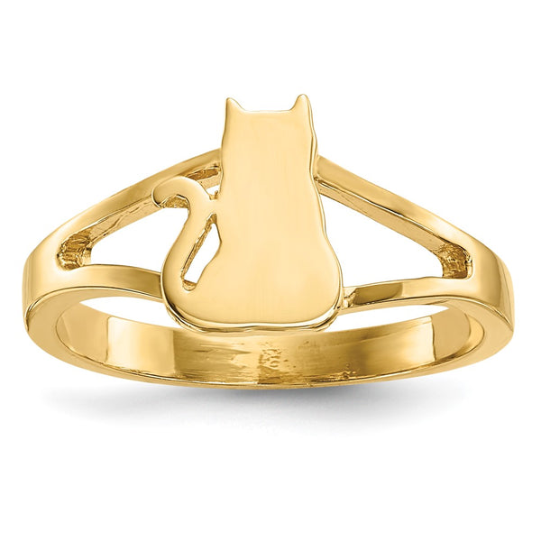 14K Gold Polished Cat Ring