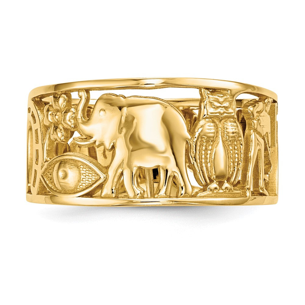 Buy Exclusive 14K Gold Lucky Symbols Cutout Ring Band - 9mm Stylish Design