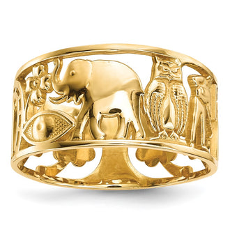 Buy Exclusive 14K Gold Lucky Symbols Cutout Ring Band - 9mm Stylish Design