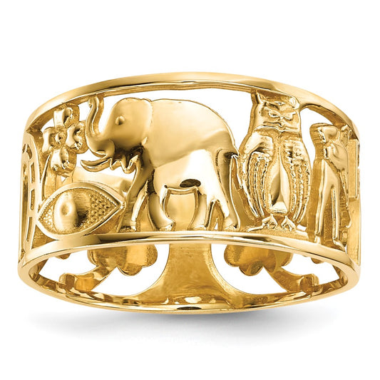 Buy Exclusive 14K Gold Lucky Symbols Cutout Ring Band - 9mm Stylish Design