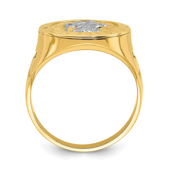 14K White Gold Rhodium-Plated Saint Christopher Ring