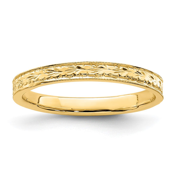 14K Floral Design Ring - Polished
