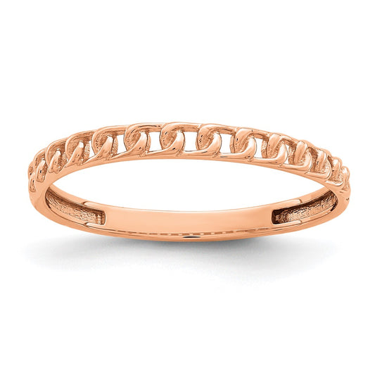 High-Quality 14K Rose Gold Interlocking Link Ring - Stylish and Affordable Design
