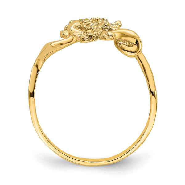 14K Gold Seahorse Ring - 2D, Size 7