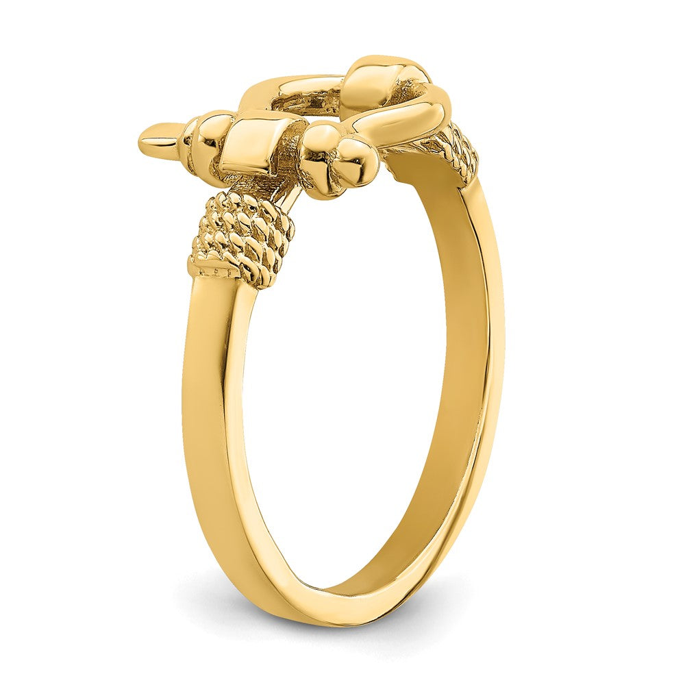 Exclusive 14K Gold Shackle Ring - Stylish Rope Edge Design, Size 7