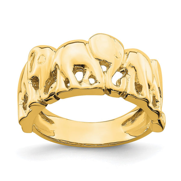 14K Gold Polished Elephant Ring