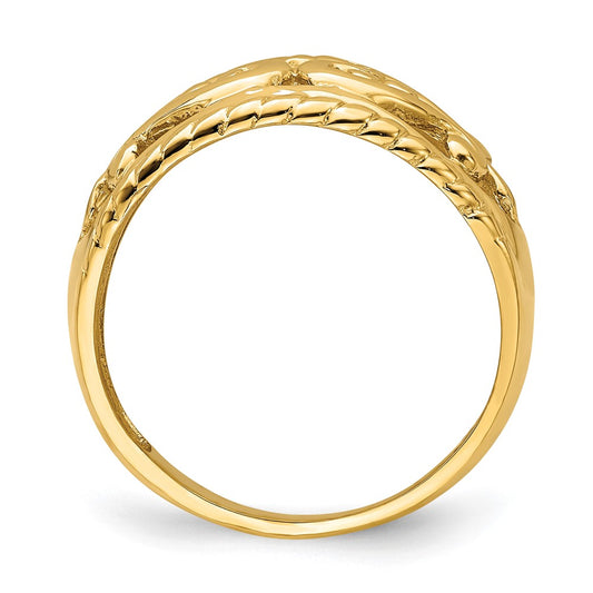 High-Quality 14K Gold Polished Heart Cut-Out Ring - Stylish & Affordable Jewelry