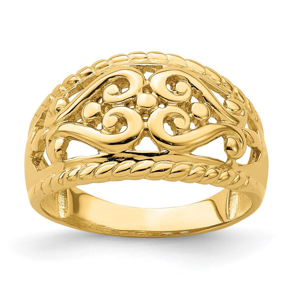 High-Quality 14K Gold Polished Heart Cut-Out Ring - Stylish & Affordable Jewelry
