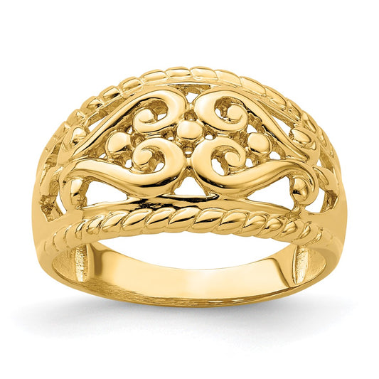 High-Quality 14K Gold Polished Heart Cut-Out Ring - Stylish & Affordable Jewelry