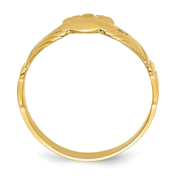 14K Gold Polished Claddagh Ring - Size 9