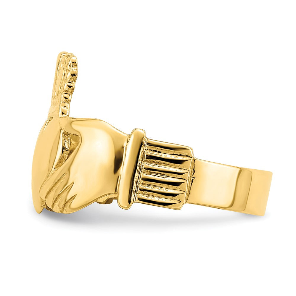 Buy Stylish 14K Gold Polished Claddagh Ring - Size 9, Affordable Luxury!