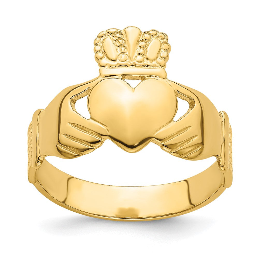 Buy Stylish 14K Gold Polished Claddagh Ring - Size 9, Affordable Luxury!
