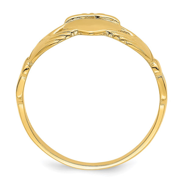 14K Gold Polished Claddagh Ring Size 9
