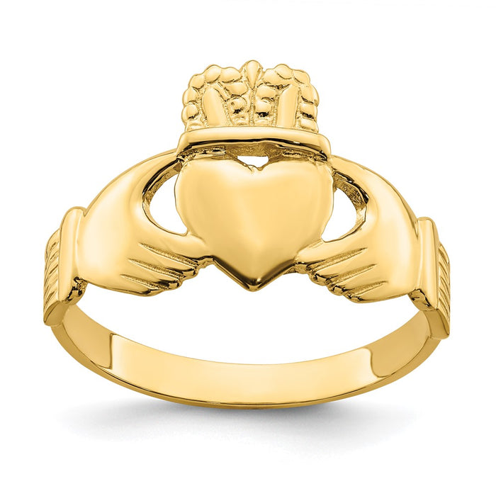 High-Quality 14K Gold Polished Claddagh Ring Size 9 - Stylish Value Buy!-1