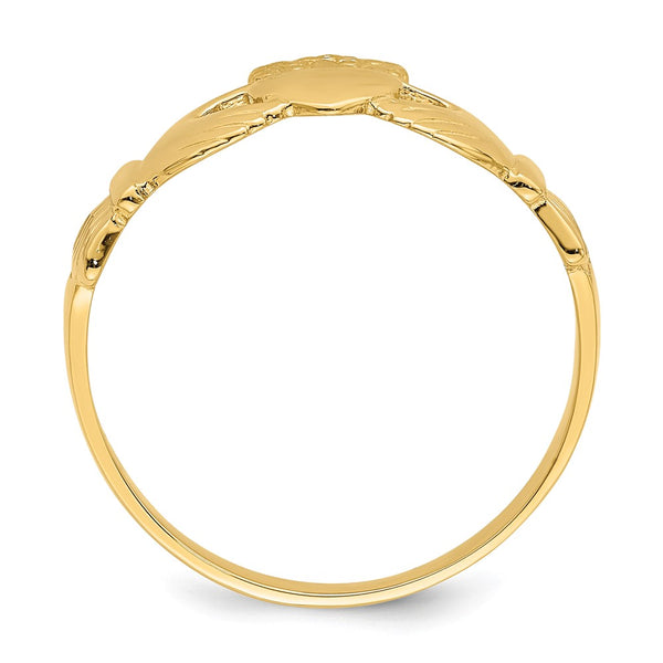14K Gold Polished Claddagh Ring, Size 7