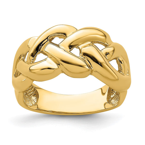 14K Gold Polished Intertwined Braided Band Ring