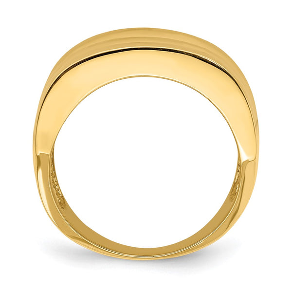 14K Gold Polished Triple Ridge Dome Band Ring