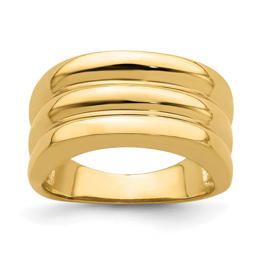 Shop Stylish 14K Gold Polished Triple Ridge Dome Band - Affordable Luxury Ring