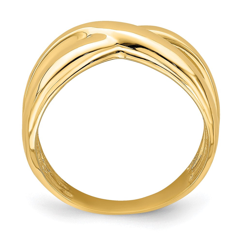 Exclusive 14K Gold Polished Dome Ring - Stylish Cut-Out Sides, Affordable Price
