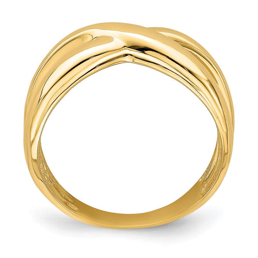 Exclusive 14K Gold Polished Dome Ring - Stylish Cut-Out Sides, Affordable Price