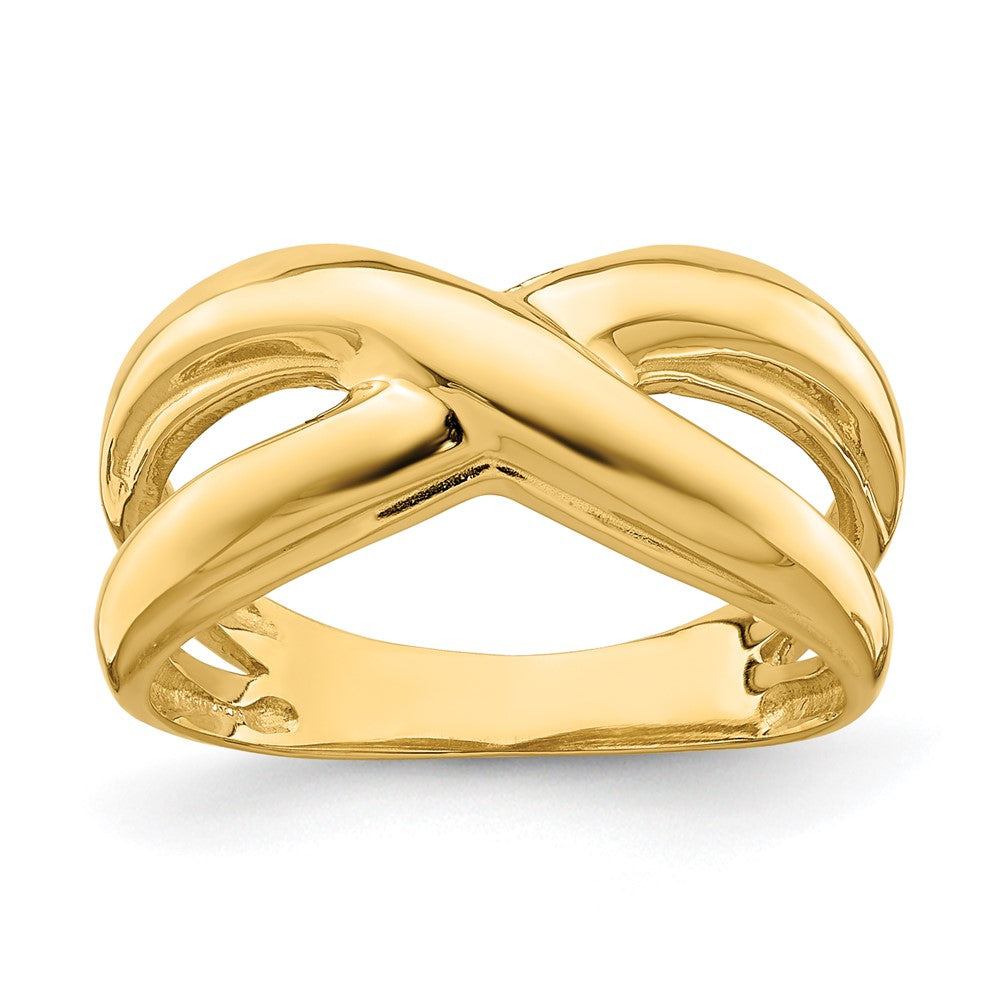 Exclusive 14K Gold Polished Dome Ring - Stylish Cut-Out Sides, Affordable Price
