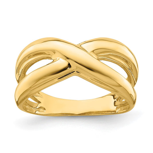 Exclusive 14K Gold Polished Dome Ring - Stylish Cut-Out Sides, Affordable Price