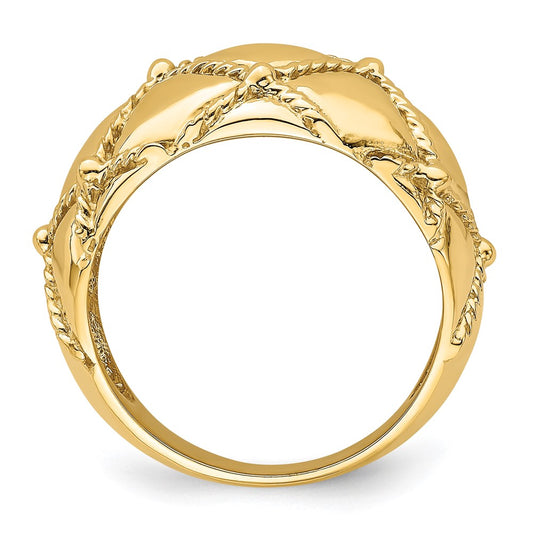 High-Quality 14K Gold Quilted Rope Design Women's Ring - Stylish Value!