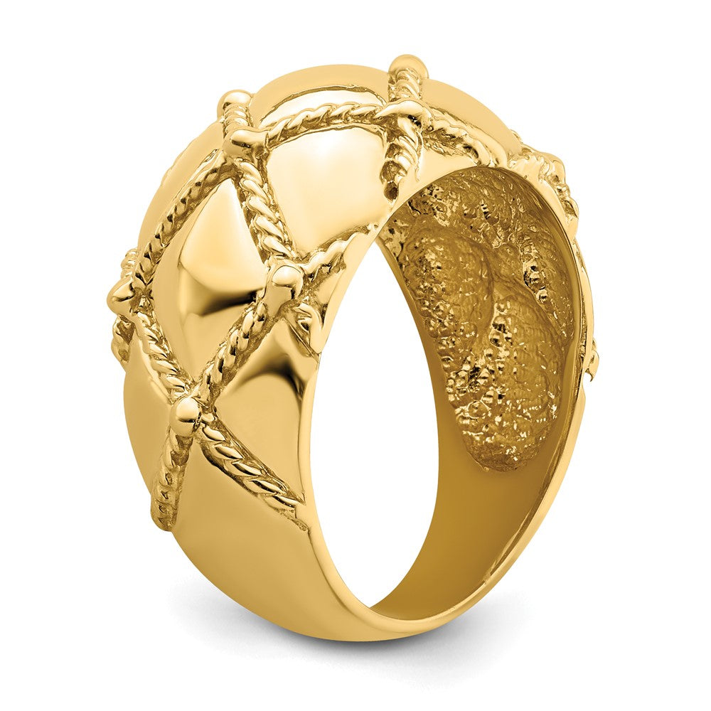 High-Quality 14K Gold Quilted Rope Design Women's Ring - Stylish Value!