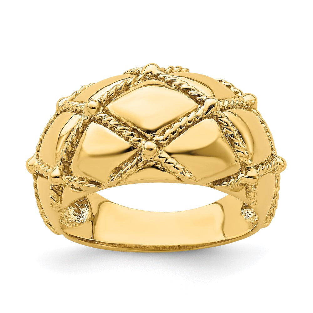 High-Quality 14K Gold Quilted Rope Design Women's Ring - Stylish Value!
