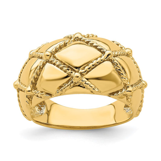 High-Quality 14K Gold Quilted Rope Design Women's Ring - Stylish Value!