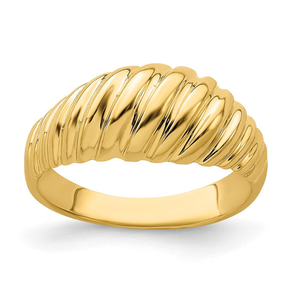 14K Gold Polished Shrimp-Style Dome Ring