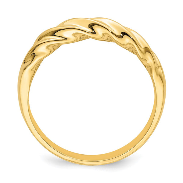 14K Gold Polished Slim Ribbed Dome Band Ring