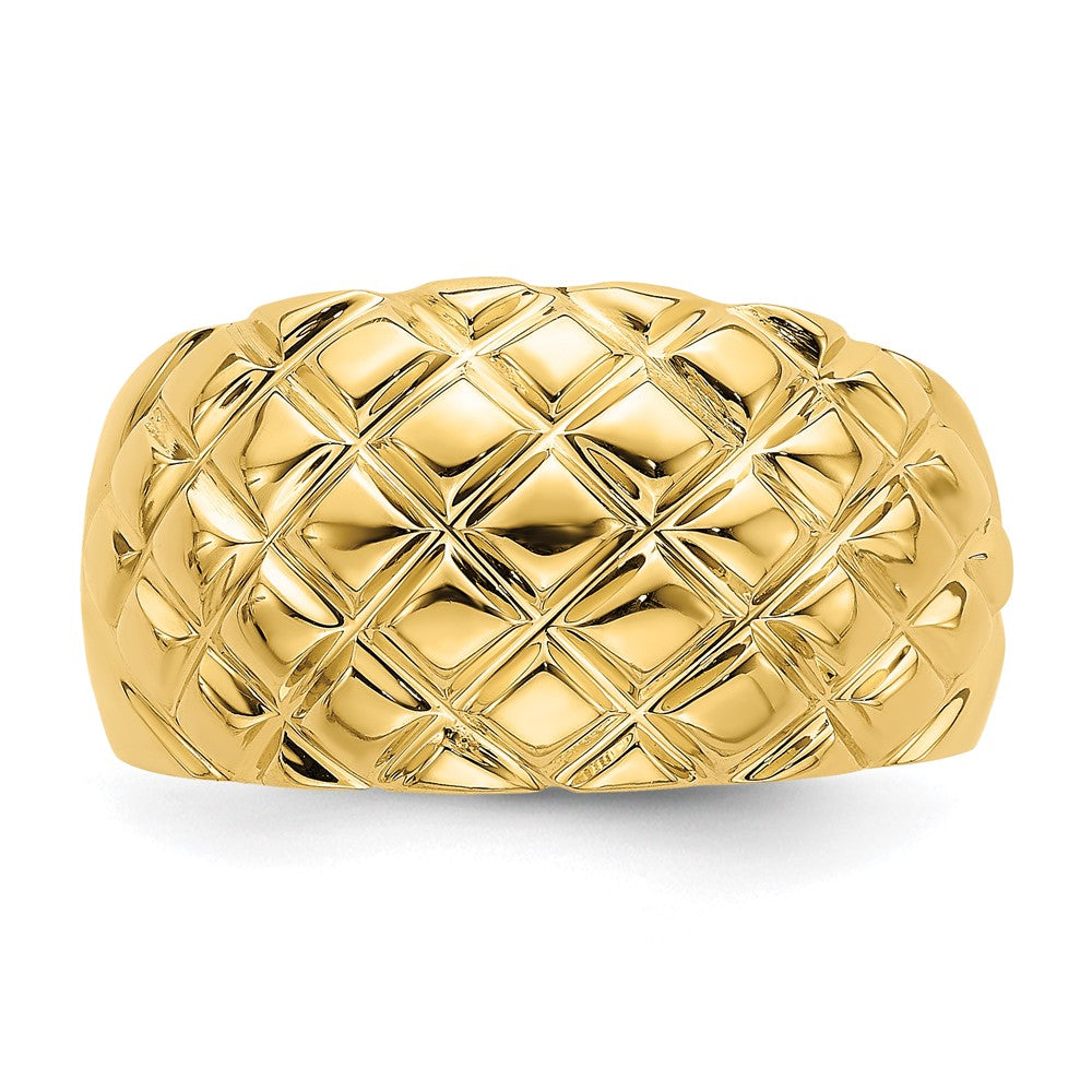 Shop Stylish 14K Gold Polished Basket Weave Design Ring - Exclusive Value!