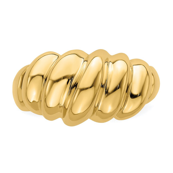Shop Stylish 14K Polished Slanted Dome Ring with Unique Shrimp Design-4