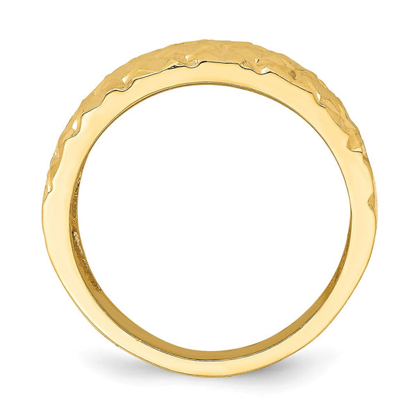 14K Gold Double-Curved Quilted Dome Ring