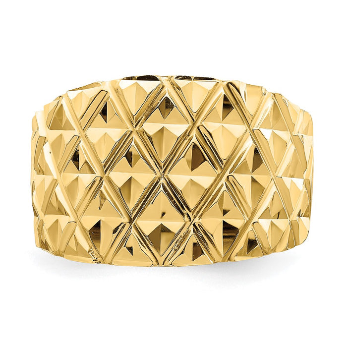 High-Quality 14K Gold Double-Curved Quilted Dome Ring - Stylish Value Piece-4
