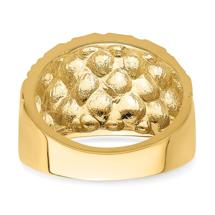 High-Quality 14K Gold Double-Curved Quilted Dome Ring - Stylish Value Piece-5