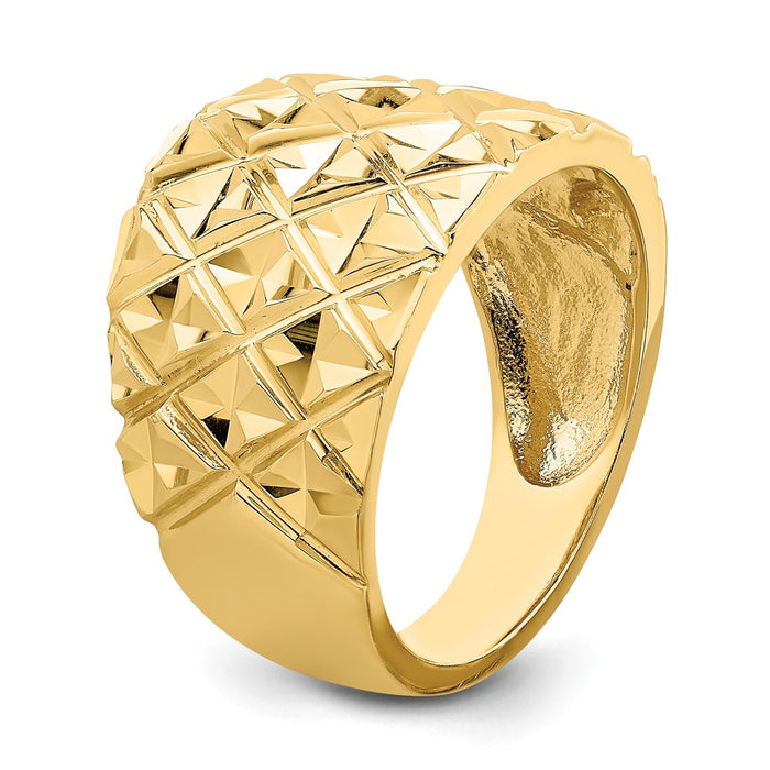 High-Quality 14K Gold Double-Curved Quilted Dome Ring - Stylish Value Piece-6