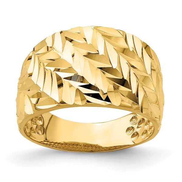 14K Gold Double-Cut Arrow Slash Dome Ring